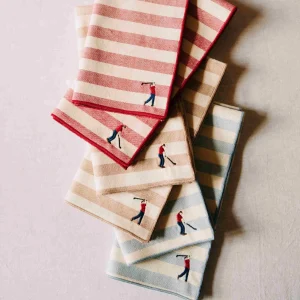 Roupa de mesa Barra, em algodão, com desportistas retro bordados