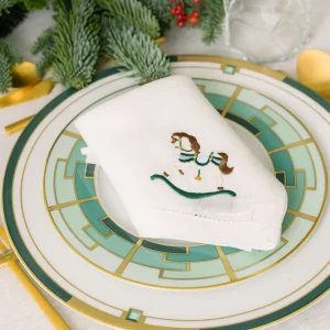 Roupa de mesa Mafra, em linho, com baloiços de cavalo bordados