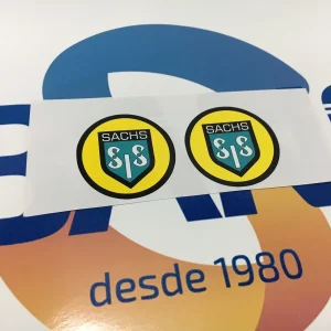 Autocolantes simbolo Sachs fundo amarelo -par